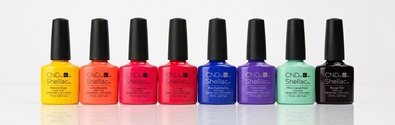 Палитра стойких гель-лаков для ногтей CND Shellac со стандартом 7-Free Гель-лаки CND Shellac формулы 7-Free в яркой палитре оттенков