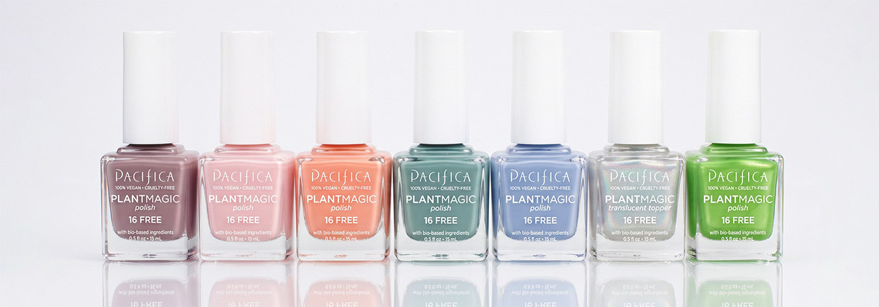 Коллекция растительных лаков для ногтей Pacifica Plant Magic Polish Веганские лаки для ногтей Pacifica Plant Magic с маркировкой 16-Free